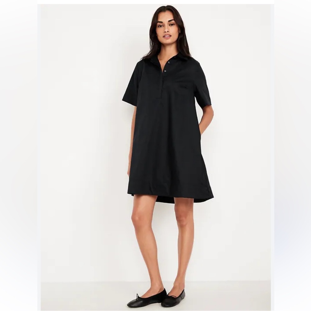 Old Navy Mini Swing Black Shirt Dress Size M Tall